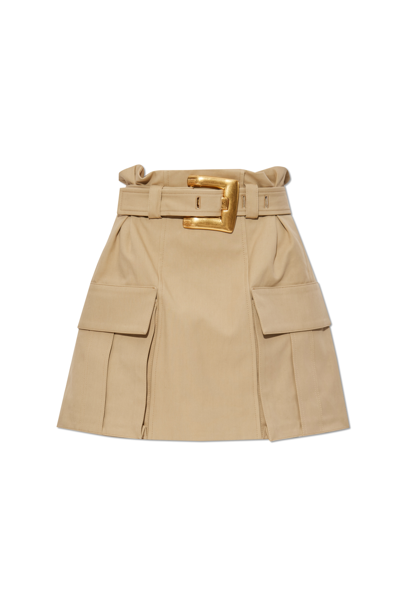 スカート BALMAIN Ribbed midi skirt Beige EF1LD022KI10 Balmain - Beige ribbed midi skirt with branded rivets